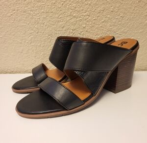 BC Born in California Black Vegan Leather Heeled Mules Size 9½